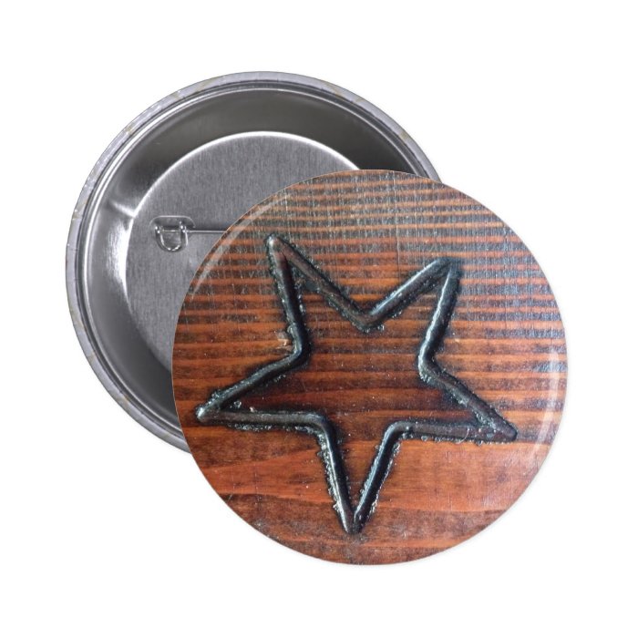 Rustic Star Burned into Wood Table Pyrography Buttons