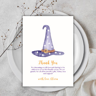 Rustic Star Little Boo Witch Hat Baby Shower Thank You Card