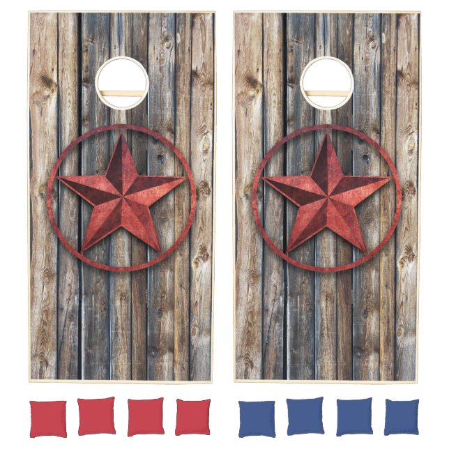 Rustic Star & Wooden Boards (Red) Cornhole Set (Set)