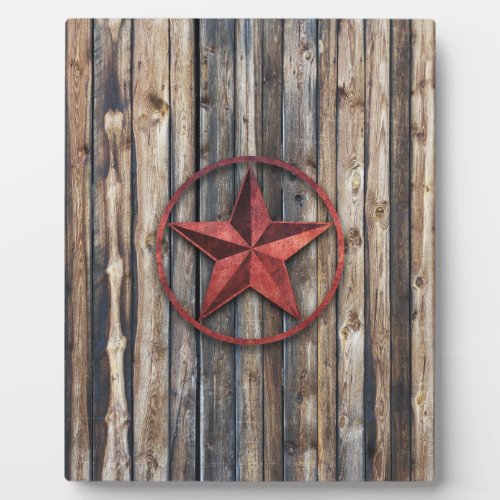 Rustic Star  Wooden Boards Red Plaque