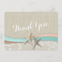 Rustic Starfish and Ribbon Flat Card Thank You