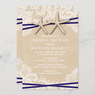 Rustic Starfish Beach Bridal Shower Invitations