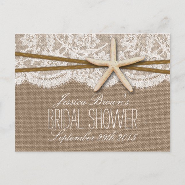 Rustic Starfish Beach Bridal Shower Recipe Card (Front)