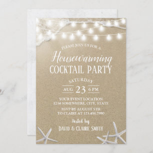 Rustic Starfish Beach Housewarming Cocktail Party Invitation