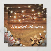 Rustic Starfish Beach Light Tropical Bridal Shower Invitation (Front/Back)