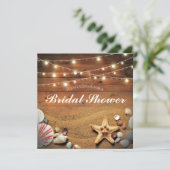 Rustic Starfish Beach Light Tropical Bridal Shower Invitation (Standing Front)