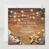 Rustic Starfish Beach Light Tropical Bridal Shower Invitation (Back)