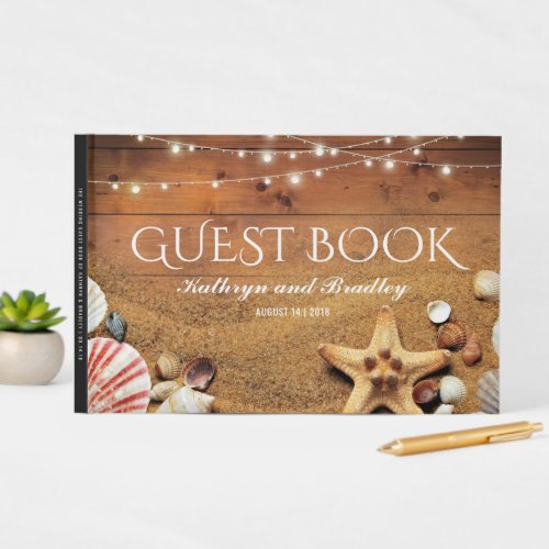Rustic Starfish Beach Lights Tropical Wedding Guest Book
