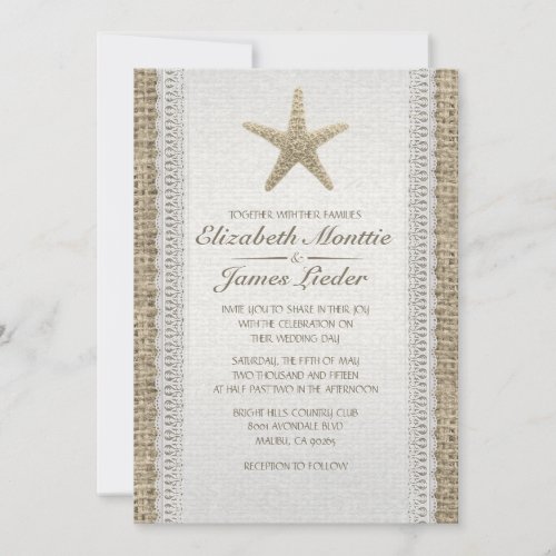 Rustic Starfish Beach Wedding Invitations