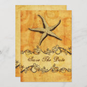 rustic starfish beach wedding save the date (Front/Back)