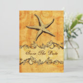 rustic starfish beach wedding save the date (Standing Front)