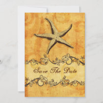 rustic starfish beach wedding save the date