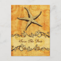 rustic starfish beach wedding save the date announcement postcard