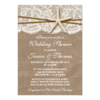 Rustic Starfish Beach Wedding Shower Invitations