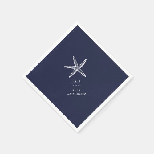 Rustic Starfish Blue Beach Wedding Napkins