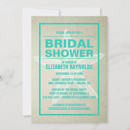 Rustic Starfish Bridal Shower Invitations