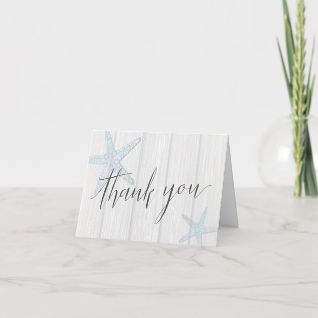 Rustic Starfish Letterpress Thank You Card (Front)
