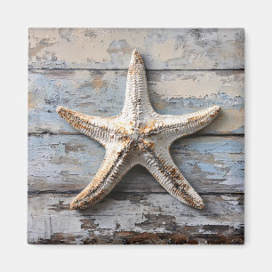 Rustic Starfish on Weathered Wood Magnet