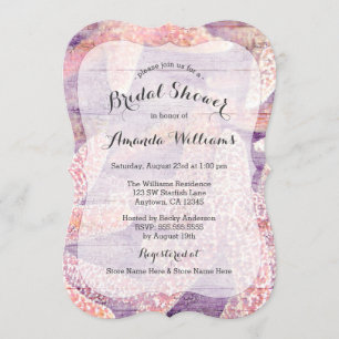 Rustic Starfish Purple Die Cut Bridal Shower Invitation