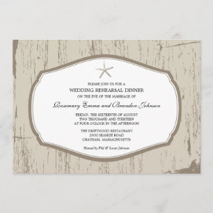 Rustic Starfish Rehearsal Dinner Invitation