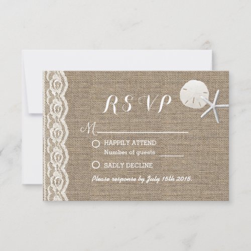 Rustic Starfish &amp; Sand Dollar Beach Wedding RSVP