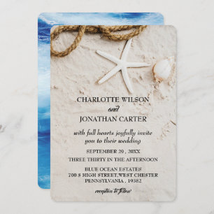 Rustic Starfish Tropical Coastal Beach Wedding Invitation