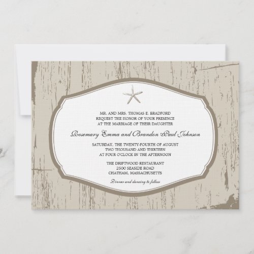 Rustic Starfish Wedding Custom Invite