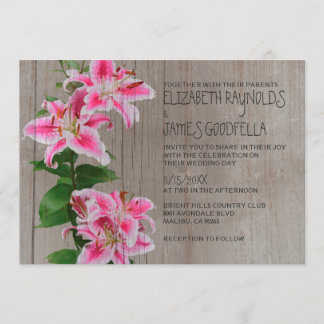 Rustic Stargazer Lily Wedding Invitations