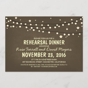 Rustic Starry Night Lights Rehearsal Dinner Invitation