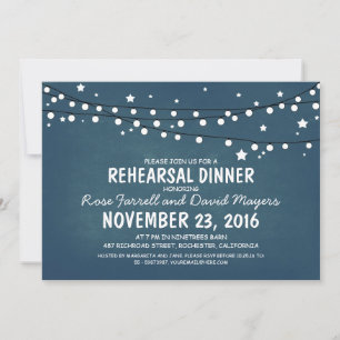 Rustic Starry Night Lights Rehearsal Dinner Invitation