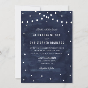 Rustic Starry Night String Lights Wedding Invitation