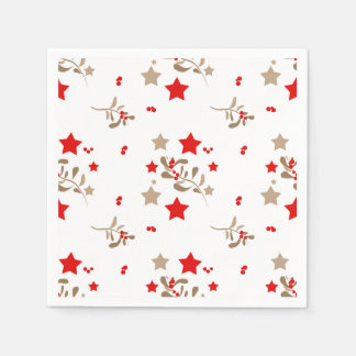 Rustic Stars and Berries Holiday Pattern Napkins