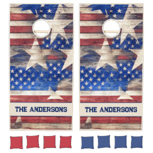 Rustic Stars and Stripes Signature  Cornhole Set