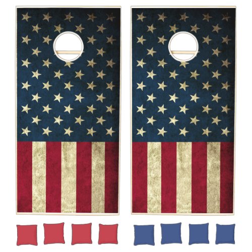 Rustic Stars And Stripes USA American Flag   Cornhole Set