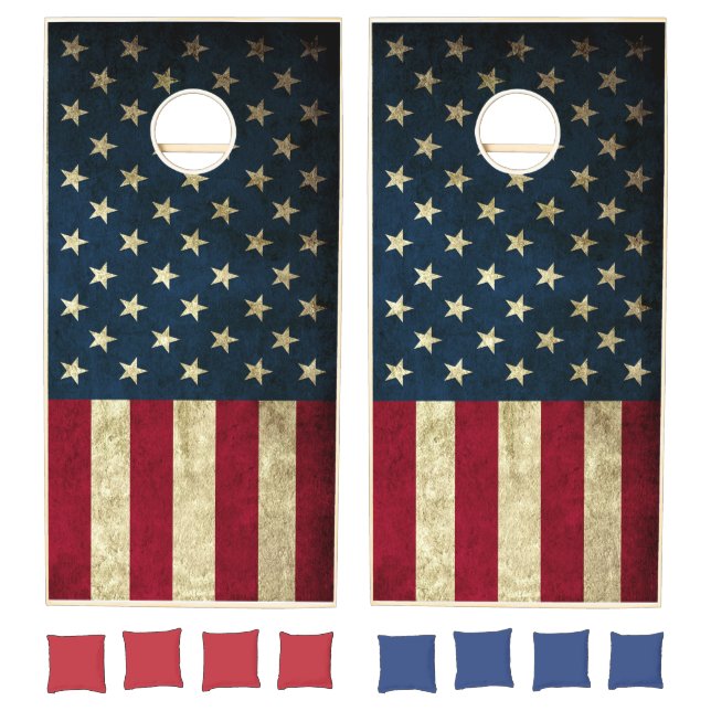 Rustic Stars And Stripes USA American Flag   Cornhole Set (Set)