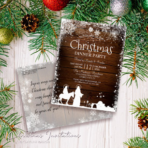 Rustic Stars Lights Mary & Joseph Christmas Party Invitation Postcard