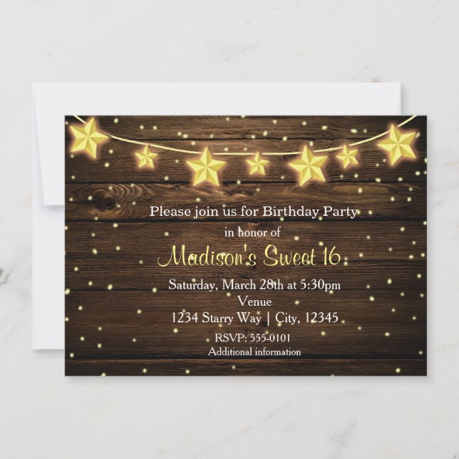 Rustic Stars String Lights Country Bridal Shower Invitation (Front)