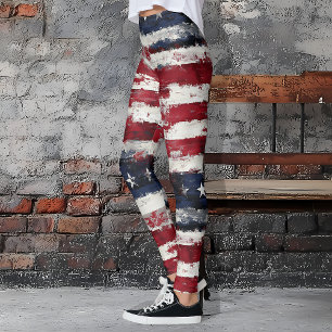 Rustic Stars & Stripes Patriotic  Leggings