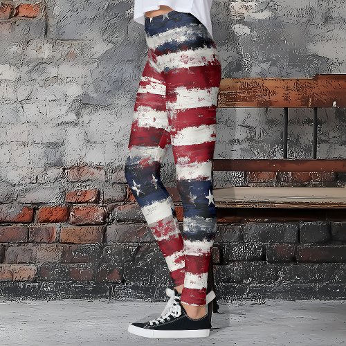 Rustic Stars & Stripes Patriotic  Leggings