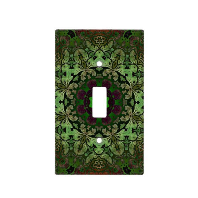 Rustic Steampunk Bohemian forest green mandala Light Switch Cover (Front)