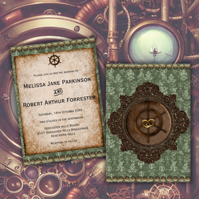 Rustic Steampunk Elegance Victorian Wedding  Invitation (Creator Uploaded)