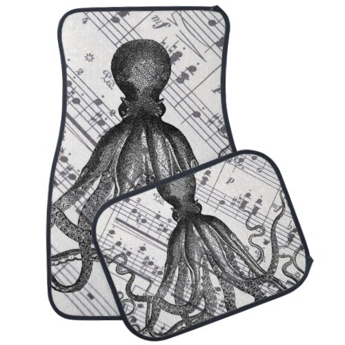 rustic steampunk nautical modern vintage octopus car floor mat