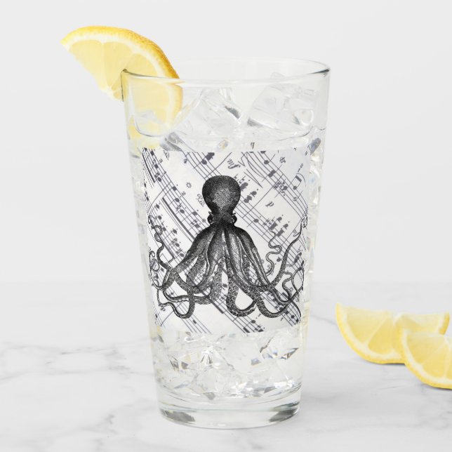 rustic steampunk nautical modern vintage octopus glass (Front Ice)