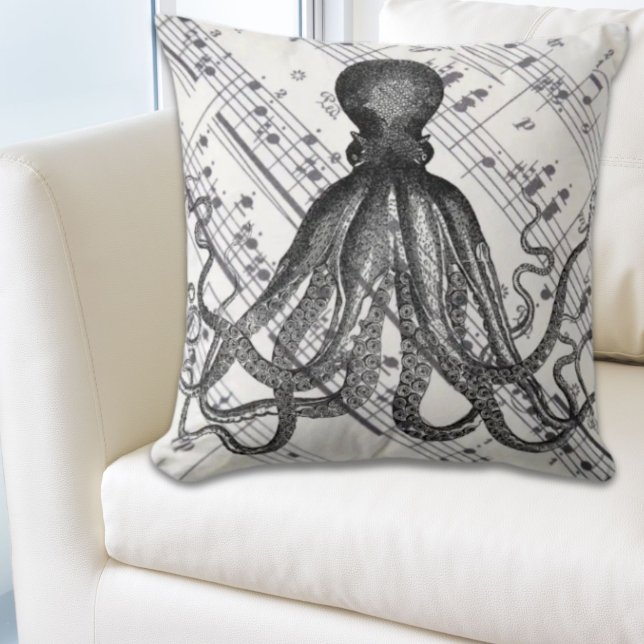 rustic steampunk nautical modern vintage octopus throw pillow (rustic steampunk nautical modern vintage octopus throw pillow)