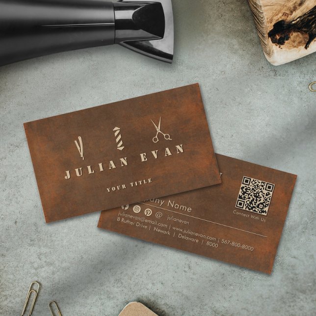  Rustic Steel Baber Scissors Pole Barbershop Business Card (Rustic Steel Baber Scissors Pole Barbershop Business Card )