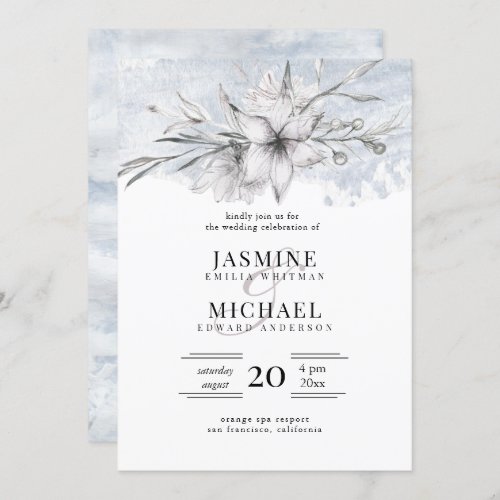 rustic stencil botanical elegant wedding invitation