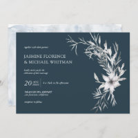 rustic stencil botanics elegant wedding invitation