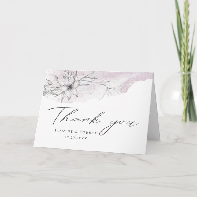 rustic stencil botanics Photo Thank You Card (Front)