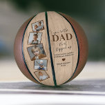 Rustic Stepdad Father's Day Photo Basketball<br><div class="desc">Stepdad basketball featuring a rustic wooden background,  a 5 family photo collage,  the message "you're the dad that stepped up",  a personalized message that you can keep or change to your own,  a cute heart,  and your childrens names.</div>