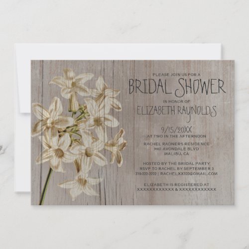 Rustic Stephanotis Bridal Shower Invitations